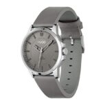 HUGO #First Men’s Quartz Stainless Steel and Leather Strap Casual Watch, Color: Grey (Model: 1530185)