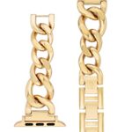Anne Klein Fashion Chain Bracelet for Apple Watch, Secure, Adjustable, Apple Watch Replacement Band, Fits Most Wrists (38/40/41mm, Gold),WK-1016GPGP