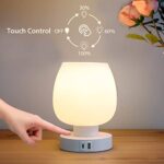 Touch Bedside Table Lamp – Small Lamp for Bedroom with USB C+A Charging Ports 3 Way Dimmable, Nightstand Desk lamp with White Opal Glass Lamp Shade Warm LED Bulb Included, Simple Design Gifts