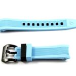 Swiss Legend 24MM Light Blue & Black Silicone Watch Strap Stainless Black Buckle fits 48mm Scubador Watch