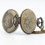 Antique USSR Soviet Sickle Hammer Quartz Pocket Watch Necklace Chain Mens Pendant Bronze