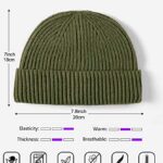 Furwabo Trawler Beanie Watch Hat Roll-up Edge,Ski Knitted Cuff Caps Winter Warm Knit Skullcap Swag Fisherman Beanie Hat for Men Women(Army Green)