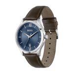 BOSS Elite Men’s Quartz Stainless Steel and Brown Leather Watch, Color: Brown (Model: 1513955)
