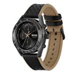 BOSS Center Court Men’s Chronograph Stainless Steel Case and Silicone Strap Watch, Color: Brown (Model: 1514022)