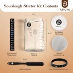 Sourdough Starter Jar Kit with 34 oz Glass Jar – Extra Thermometer Strips and Breathable Covers Included in Sourdough Starter Kit – A Perfect Sourdough Bread Starter Kit for Beginners to Expert