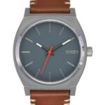 NIXON Time Teller A1373 – Lt Gunmetal/Basalt/Sienna – 100m Water Resistant Men’s Analog Fashion Watch (37mm Watch Face, 20mm-18mm Leather Band)