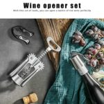 OWO Wine Opener Set Wing Corkscrew with Wine Foil Cutter and Wine Stoppers Used in Kitchen Restaurant Chateau and Bars Stainless Steel (Wine Opener Set, Silver)