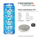 Renata 397 SR726SW Batteries – 1.55V Silver Oxide 397 Watch Battery (2 Count)