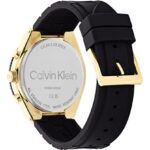 Calvin Klein Men’s Quartz 25200306 Ionic Plated Thin Gold Steel and Silicone Strap Watch, Color: Black