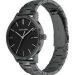 Calvin Klein Men’s Quartz Ionic Plated Black Steel and Link Bracelet Watch, Color: Black (Model: 25200057)