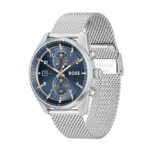 BOSS Skytraveler Men’s 44mm Stainless Steel Chronograph Wristwatch – Water Resistant up to 5ATM/50 Meters, Sporty and Sophisticated