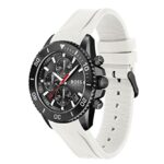 BOSS Men’s Chronograph Quartz Watch Admiral with Stainless Steel Mesh Band, Black & White, Silicone
