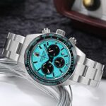 TACTICAL FROG Watch for Men 41mm Panda Chronograph VS75A Solar Quartz Movement Watches Sapphire C3 Luminous 200M Waterproof