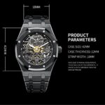Redhai Automatic Mechanical Watch Skeleton Stainless 50M Waterproof Anti Shock Casual Diver Men Wrist Watch Sterling Watches Chronograph Analog Business Casual Fashion Adjustable Stainless Steel Band
