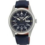 SEIKO SRPH31 Watch for Men – 5 Sports – Automatic with Manual Winding Movement, Blue Dial, Stainless Steel Case, Blue Nylon Strap, 100m Water Resistant, with Day/Date Display