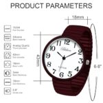 Blekon Collections New Super Large Face Stretch Band Japanese Movement PC21J Fashion Watch (Maroon)