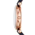 Fossil Women’s Carlie Mini Quartz Stainless Steel and Leather Three-Hand Watch, Color: Rose Gold, Navy (Model: ES4502)