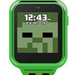 Accutime Minecraft Kids Green Educational Learning Touchscreen Smart Watch Toy for Girls, Boys, Toddlers – Selfie Cam, Learning Games, Alarm, Calculator, Pedometer & More (Model: MIN4130AZ)