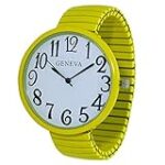 Fashion Watch Wholesale Geneva Super Large Stretch Watch Clear Number Easy Read (Yellow)