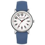 GOLDEN HOUR Waterproof Nurse Watch, 38mm, 24-hour Luminous Dial, Red Second Hand, Silicone Band, Navy Blue