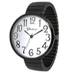 Geneva Super Large Stretch Watch Clear Number Easy Read (Gun Metal)