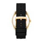 Michael Kors MK7313 Black Gold Tone Logo Dial Black Silicone Band Women’s Watch