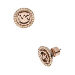 Michael Kors Stainless Steel and Pavé Crystal MK Logo Stud Earrings for Women, Color: Rose Gold (Model: MKJ2942791)