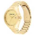 Calvin Klein Define Men’s Ionic Plated Thin Gold Steel Case Quartz Watch with Ionic Plated Thin Gold Steel Bracelet (Model: 25200349)