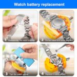 JOREST Watch Battery Replacement Tool Kit, Watch Wrench Back Remover for Rotate Open Watch Cover, Watch Case Opener Set with Watch Back Remover Holder, Only for Grooved Watches