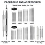 Watch Band Pins Kit -Watch Spring Bar Replacement-Bands Strap Removal Repair tool with 3 Extra Tips Pins & 32PCS Heavy Duty 316 Stainless Steel Watch Pin(18mm-24mm)