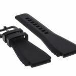 Ewatchparts BR02 BR-02 SILICONE RUBBER STRAP BAND BRACELET COMPATIBLE WITH BELL & ROSS B & R BLACK PVD 26mm