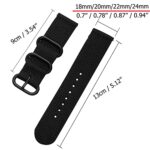 CNYMANY 24mm Universal Ballistic Watch Band, Nylon Canvas Woven Loop Replacement Strap Wristband Buckle Fastener Adjustable Closure for Smart-watch Sport Fitness Tracker – Black