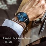 OLEVS Men’s Ultra Thin Slim Big Face Date Leather Analog Wrist Watches Waterproof for Male Gift Classic Casual Minimalist Blue Large Dial Rose Gold Quartz Watch with Retro Genuine Band Black